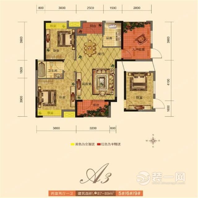 武汉俪湖天地87平户型图